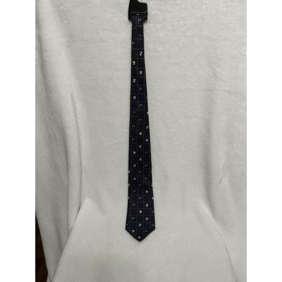 Chaps Ralph Lauren 100% Silk Necktie Navy Blue Crest Flag Preppy Men's Tie - Picture 3 of 12